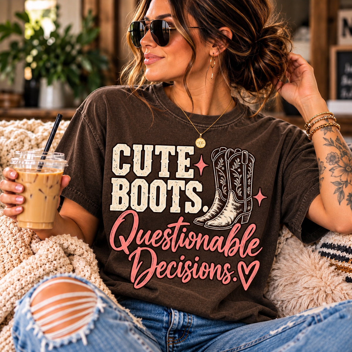 Cute Boots, Questionable Decisions Graphic Tee | UNHINGED by CMH
