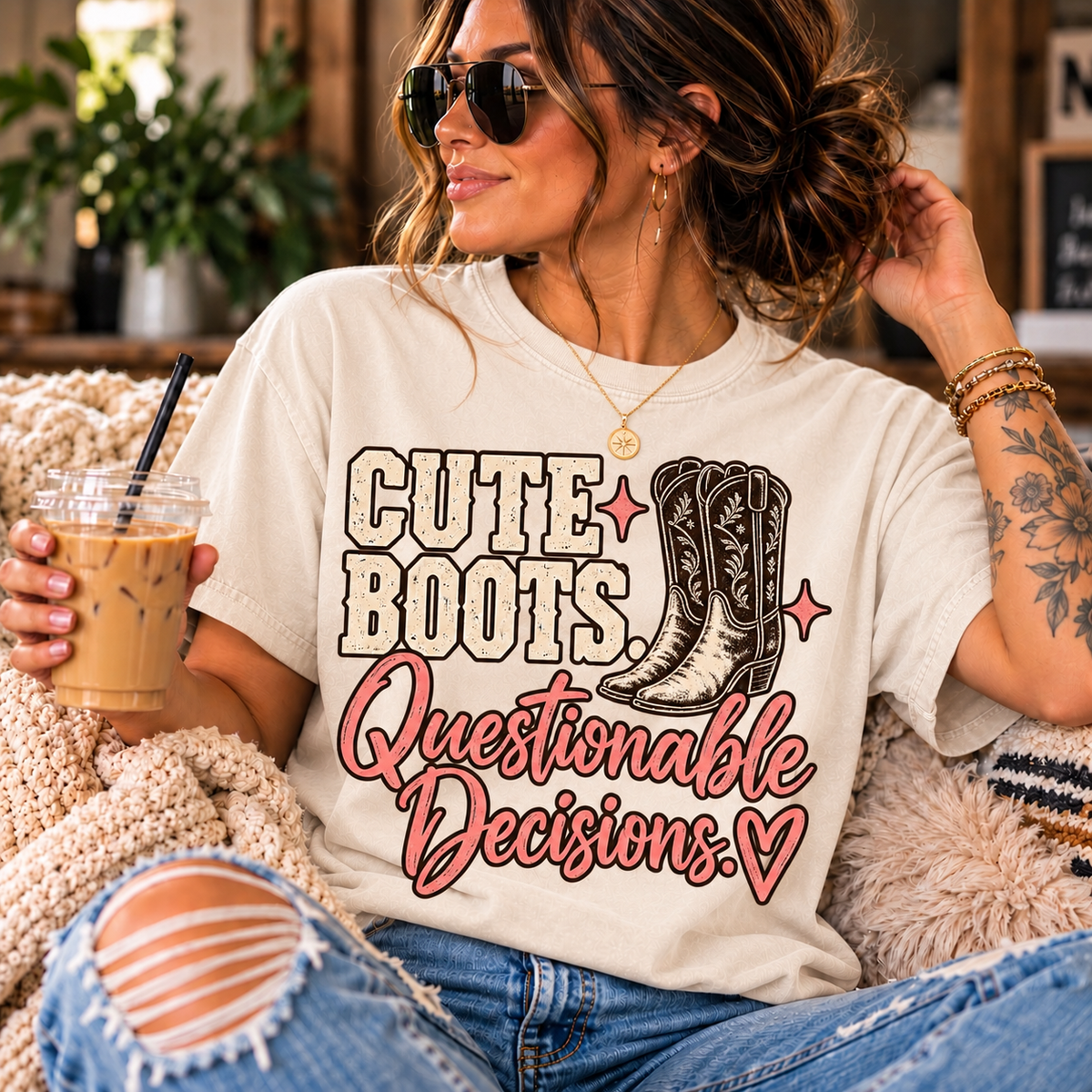 Cute Boots, Questionable Decisions Graphic Tee | UNHINGED by CMH