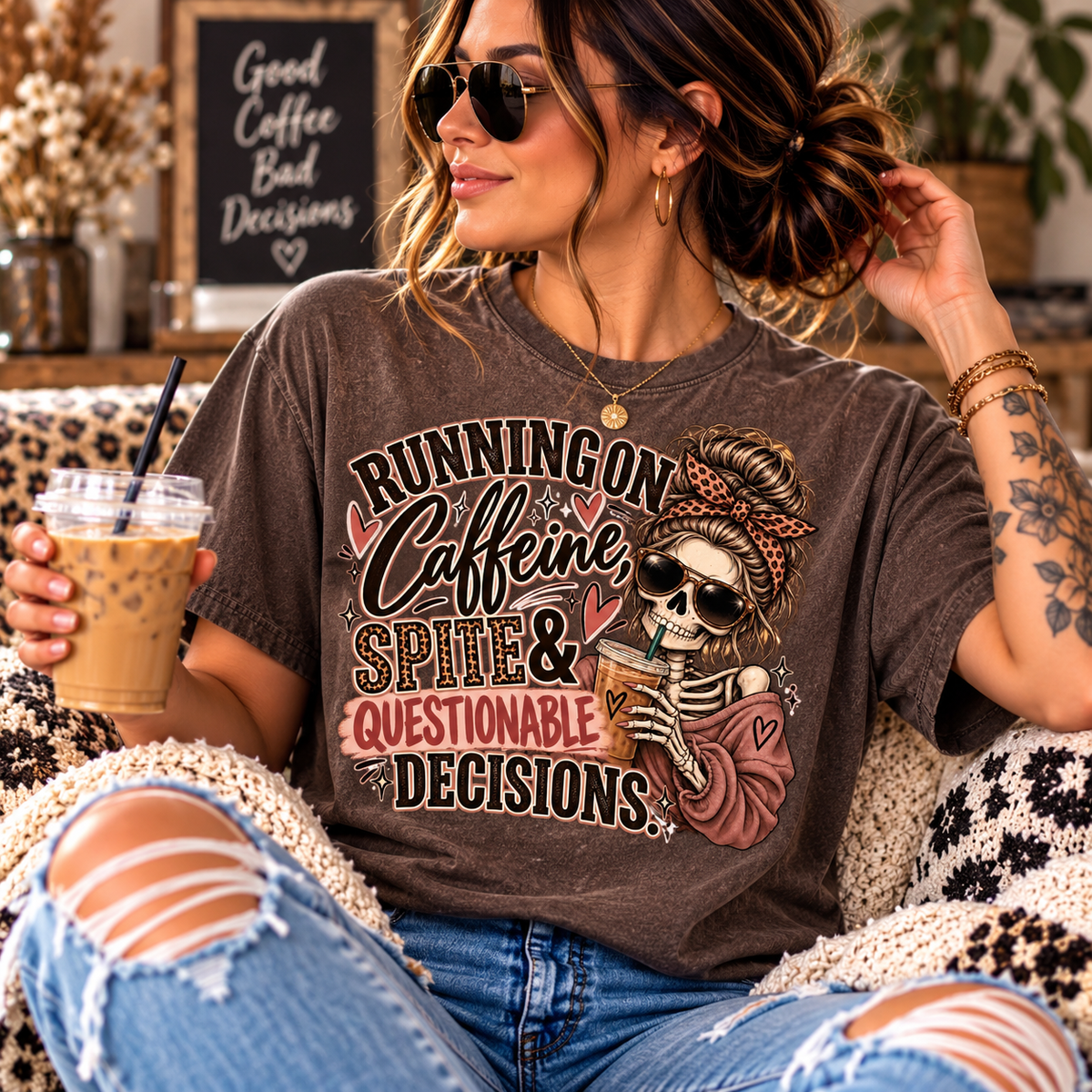Running on Caffeine, Spite & Questionable Decisions Graphic Tee | UNHINGED by CMH