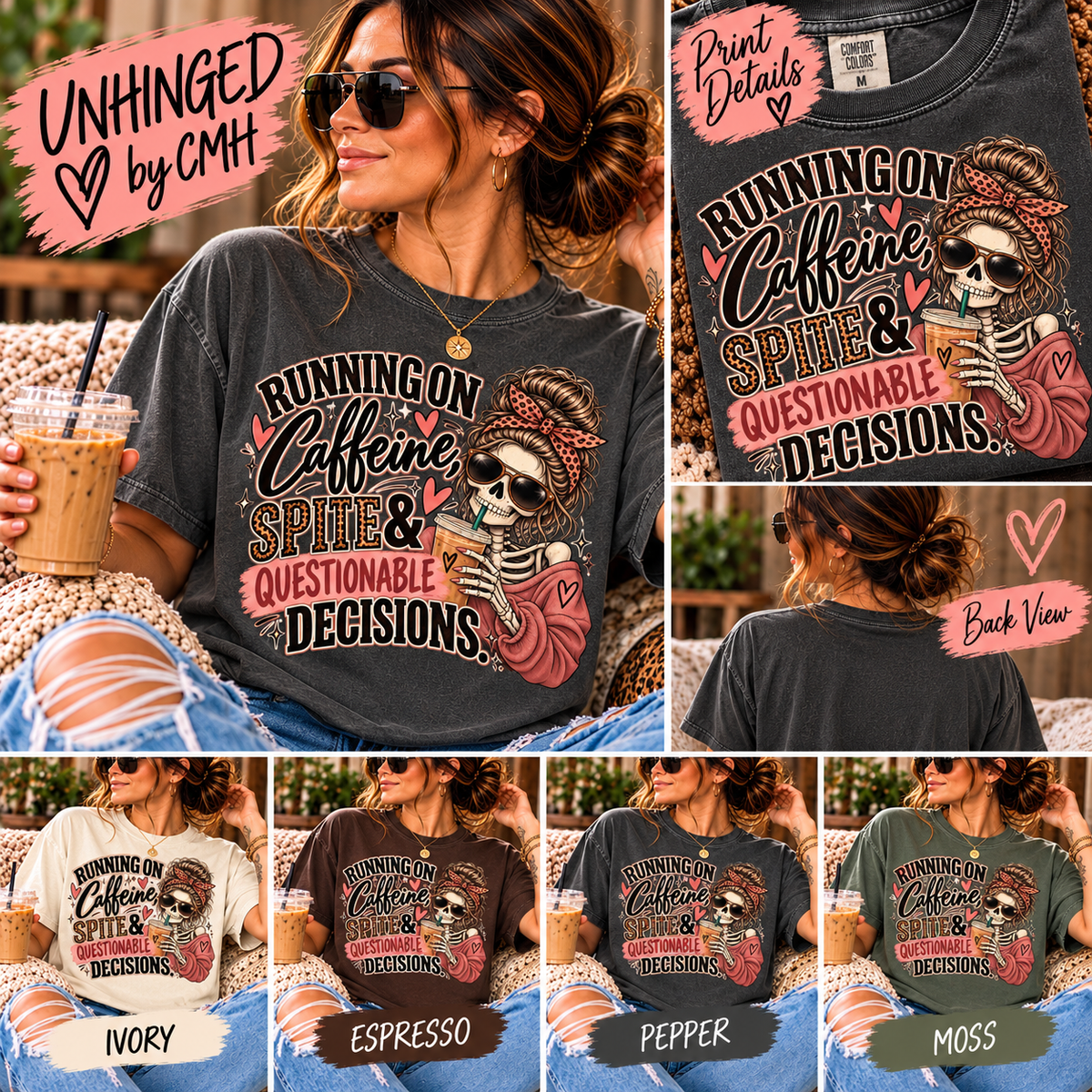 Running on Caffeine, Spite & Questionable Decisions Graphic Tee | UNHINGED by CMH